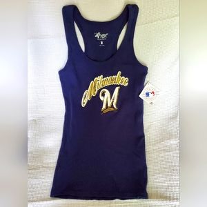 NWT MILWAUKEE BREWERS 💙💛🤍 NAVY MEDIUM TANK TOP | GENUINE MLB MERCHANDISE
